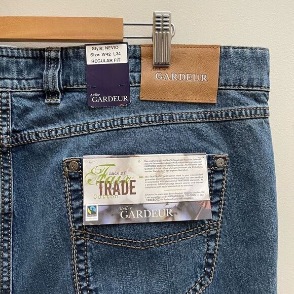 Atelier Gardeur Nevio Jeans Mens Size 42x34 Blue Regular Fit New - Picture 7 of 15